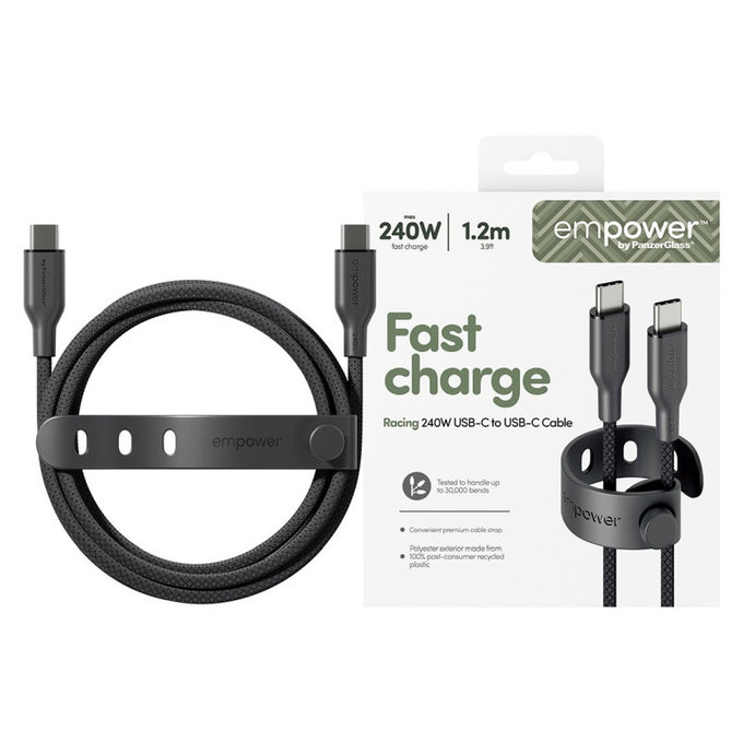 USB-C kábel, 240 W, Racing, 1, 2 m, Space Black, empower