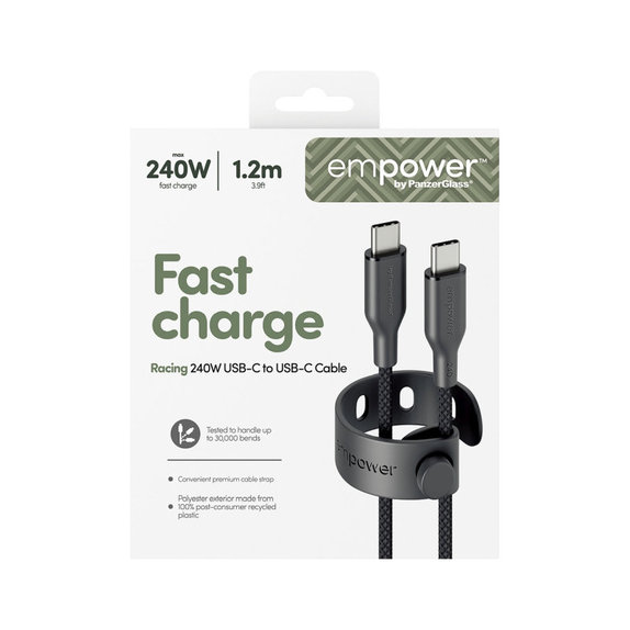 USB-C kábel, 240 W, Racing, 1, 2 m, Space Black, empower