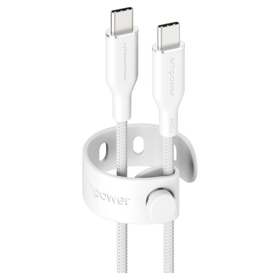USB-C kábel, 240 W, Racing, 1,2 m, ezüst-fehér, empower