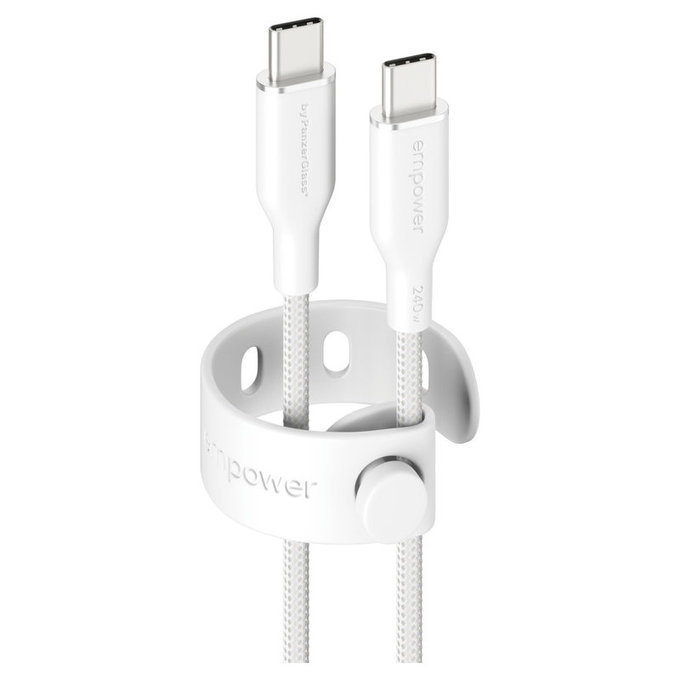USB-C kábel, 240 W, Racing, 1,2 m, ezüst-fehér, empower