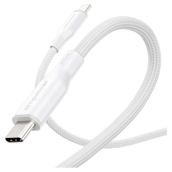 USB-C kábel, 240 W, Racing, 1,2 m, ezüst-fehér, empower