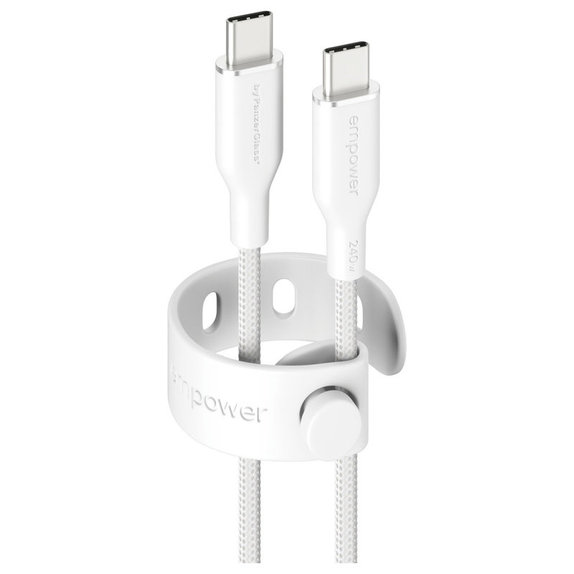 USB-C kábel, 240 W, Racing, 2 m, Ezüst-fehér, empower