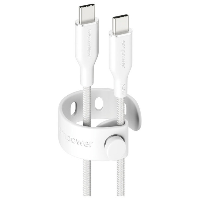 USB-C kábel, 240 W, Racing, 2 m, Ezüst-fehér, empower