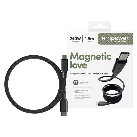 USB-C kábel, 240 W, Magnetic, 1, 5 m, Space Black, empower