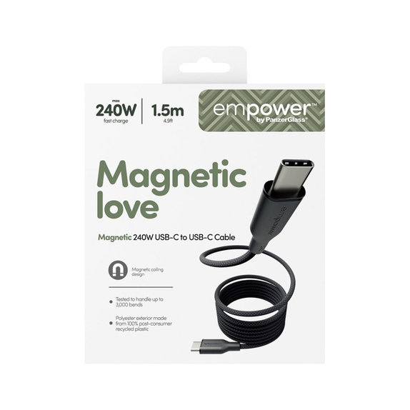 USB-C kábel, 240 W, Magnetic, 1, 5 m, Space Black, empower