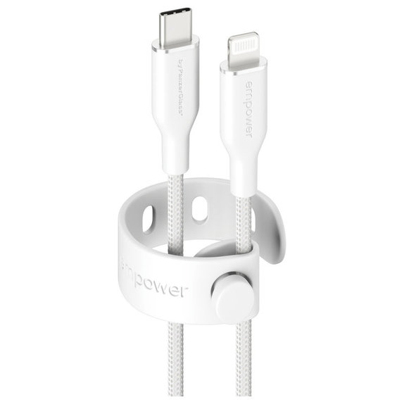 USB-C/Lightning kábel, 60 W, Racing, 1, 2 m, Ezüst-fehér, empower