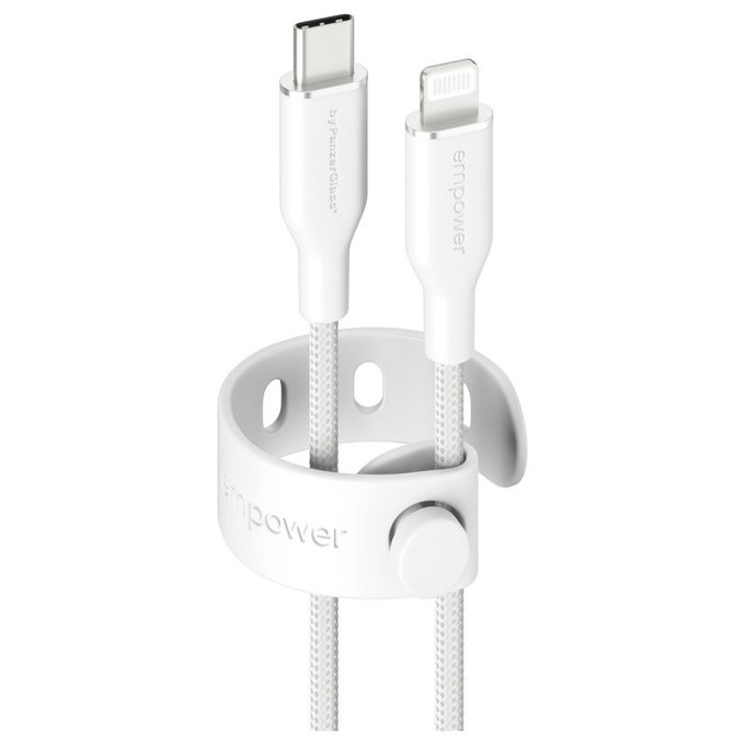 USB-C/Lightning kábel, 60 W, Racing, 1, 2 m, Ezüst-fehér, empower