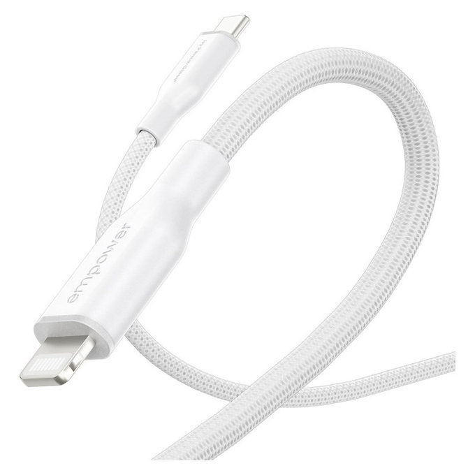 USB-C/Lightning kábel, 60 W, Racing, 1, 2 m, Ezüst-fehér, empower