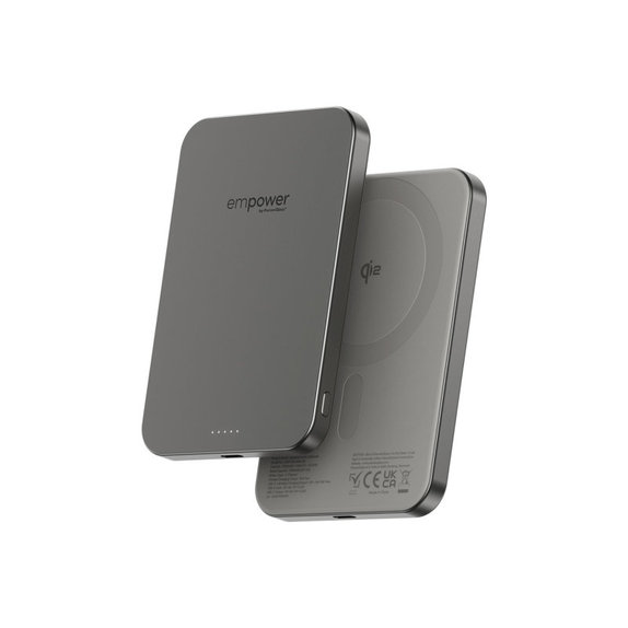 Vezeték nélküli PowerBank 5000 mAh, 20 W, MagSafe kompatibilis, Qi2/USB-C, Titán, empower