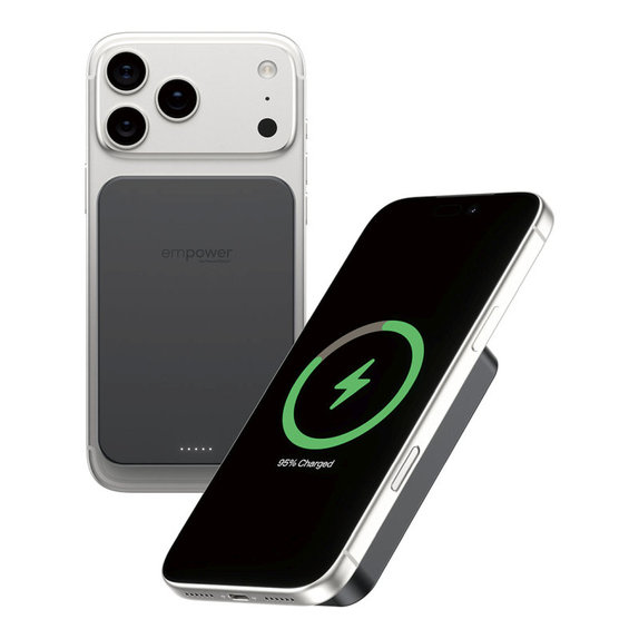 Vezeték nélküli PowerBank 10000 mAh, 20 W, MagSafe kompatibilis, Qi2/USB-C, Space Black, empower