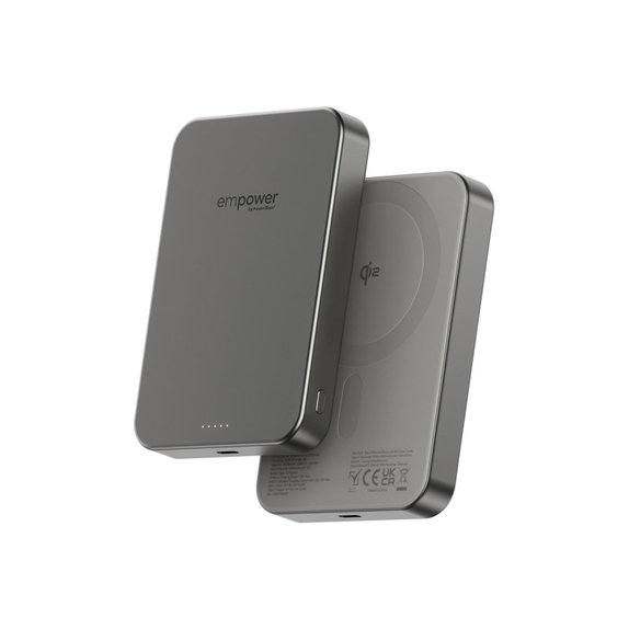 Vezeték nélküli PowerBank 10000 mAh, 20 W, MagSafe kompatibilis, Qi2/USB-C, Titán, empower