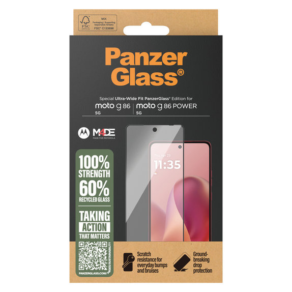 Edzett üveg UWF Motorola Moto G86 Power készülékhez, Fekete, PanzerGlass