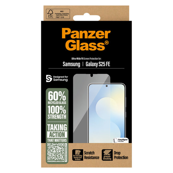 Edzett üveg UWF applikátorral Samsung Galaxy S25 FE készülékhez, Átlátszó, PanzerGlass