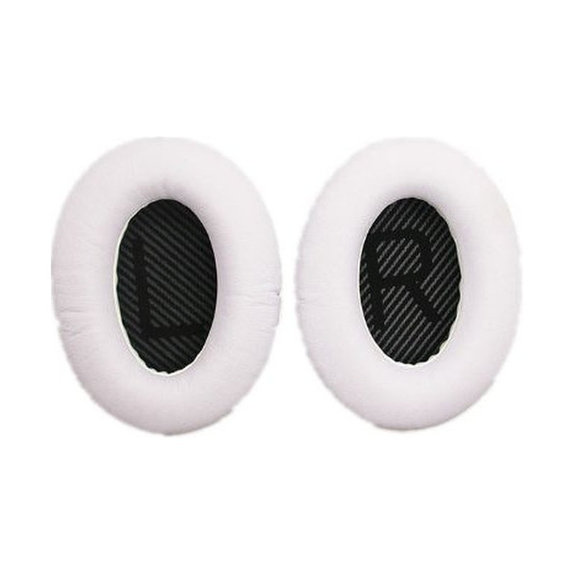 Csere Fülpárnák Bose QuietComfort 2, 15, 25 és 35 Fejhallgatóhoz, Memóriahab + PU Bőr, Fekete-Fehér, 1 Pár