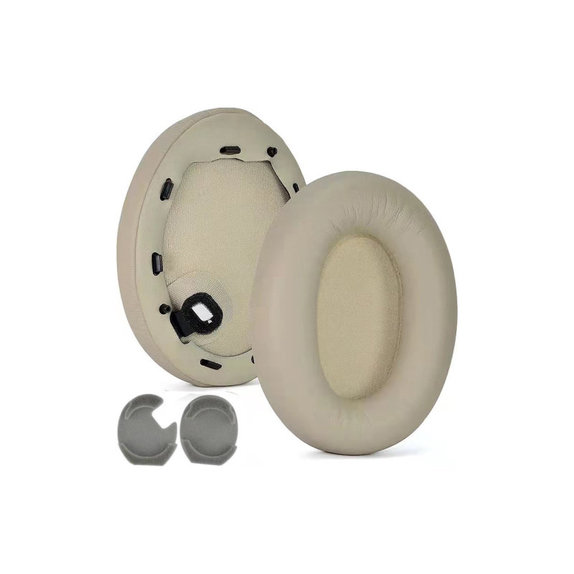 Csere Fülpárnák Sony WH-1000XM4 Fejhallgatóhoz, Memóriahab + PU Bőr, Bézs, 1 Pár