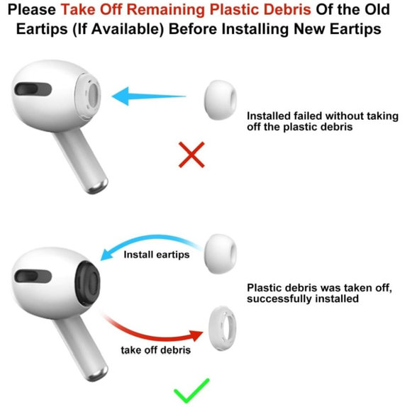 Csere szilikon fülillesztékek Apple AirPods 3 Pro készülékhez, 3 db-os szett (L, M, S), Fehér
