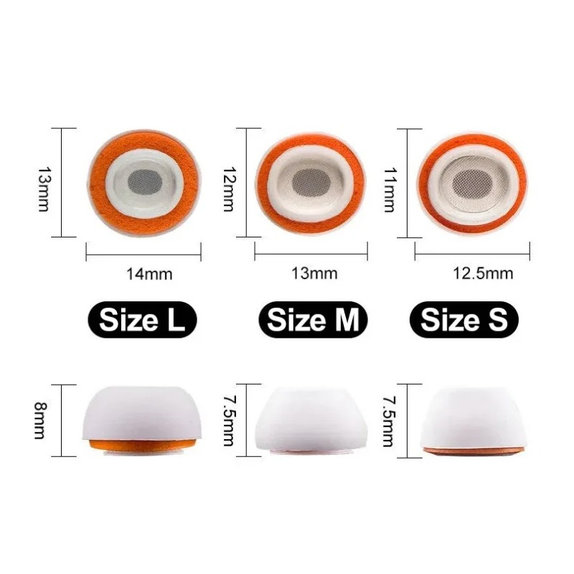Csere szilikon fülillesztékek Apple AirPods 3 Pro készülékhez, 3 db-os szett (L, M, S), Fehér