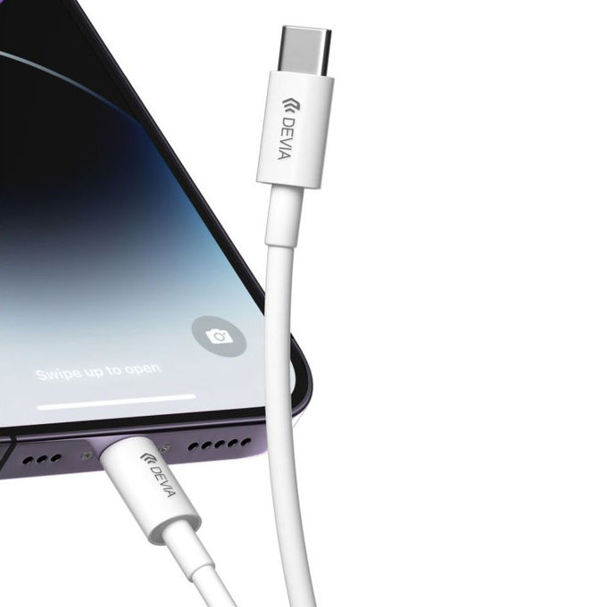 Lightning / USB-C kábel Smart, PD 27W, 2m, fehér, Devia