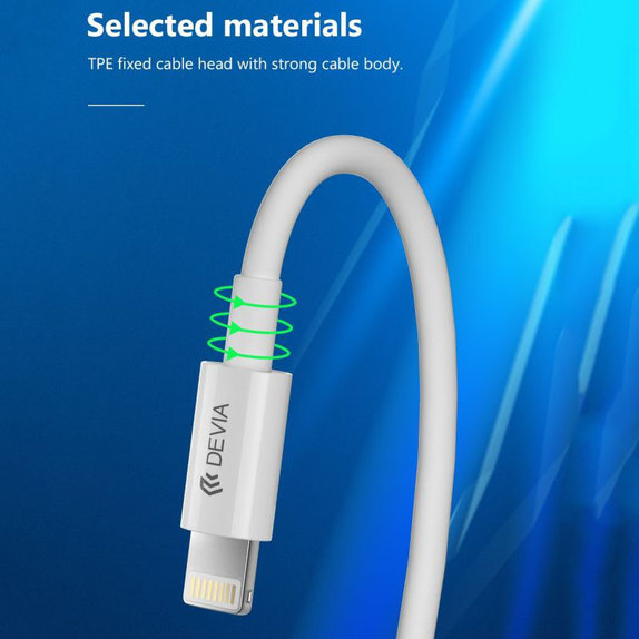 Lightning / USB-C kábel Smart, PD 27W, 2m, fehér, Devia
