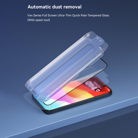 FullCover edzett üveg applikátorral iPhone 15, Devia