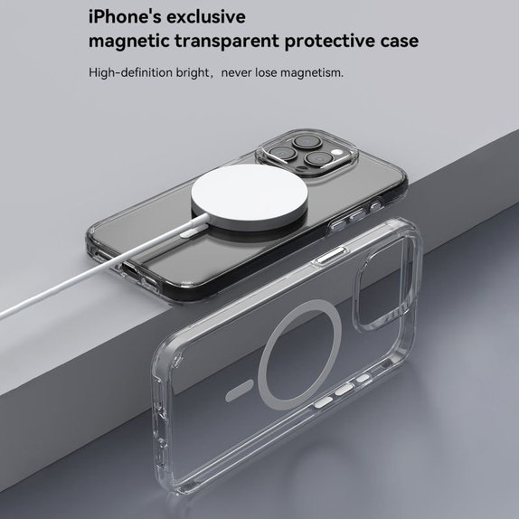 MagSafe Elemental tok iPhone 15, átlátszó, Devia