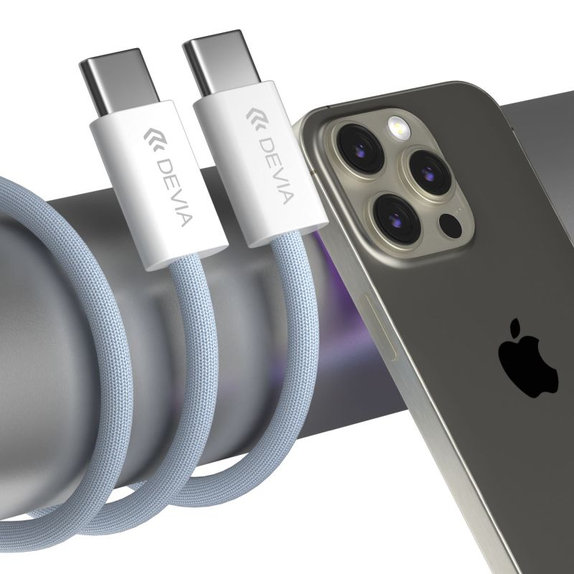 USB-C / USB-C kábel Smart, PD 60W, 1m, fehér, Devia