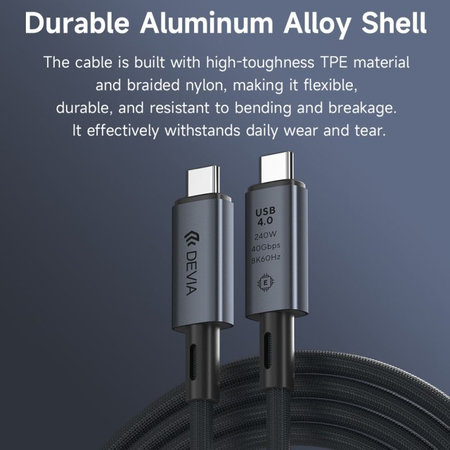 USB-C / USB-C kábel Extreme Speed, 240W, 8K 60Hz, 1m, fekete, Devia