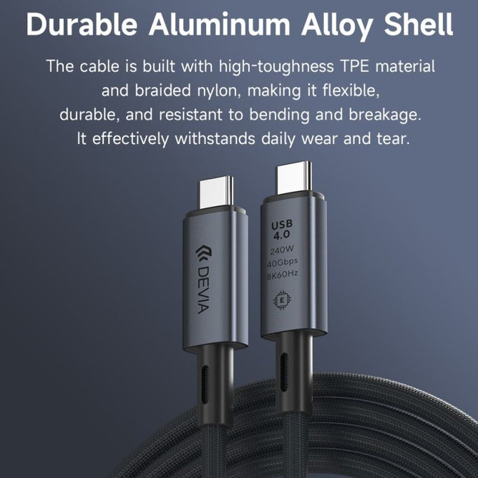 USB-C / USB-C kábel Extreme Speed, 240W, 8K 60Hz, 1m, fekete, Devia