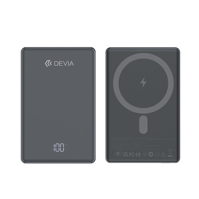 MagSafe PowerBank Extreme Speed Mini kijelzővel, PD 20W, 5000mAh, Space Grey, Devia