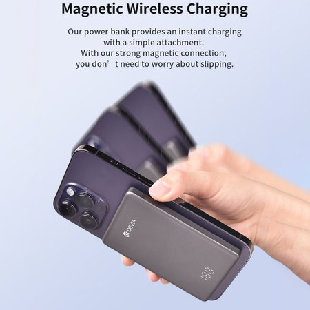 MagSafe PowerBank Extreme Speed Mini kijelzővel, PD 20W, 5000mAh, Space Grey, Devia