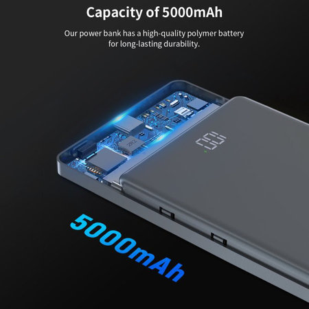 MagSafe PowerBank Extreme Speed Mini kijelzővel, PD 20W, 5000mAh, Space Grey, Devia