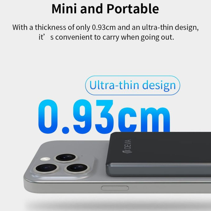 MagSafe PowerBank Extreme Speed Mini kijelzővel, PD 20W, 5000mAh, Space Grey, Devia