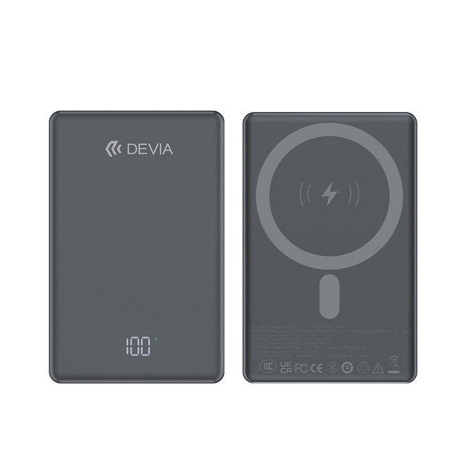 MagSafe PowerBank Extreme Speed Mini kijelzővel, PD 20W, 10000mAh, Space Grey, Devia