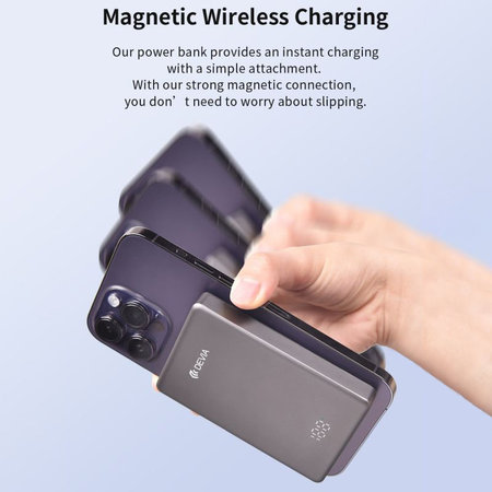 MagSafe PowerBank Extreme Speed Mini kijelzővel, PD 20W, 10000mAh, Space Grey, Devia