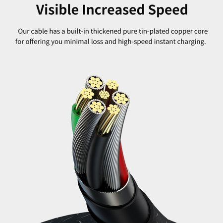 USB / USB-C kábel Gracious, 2.1A, 2m, fekete, Devia