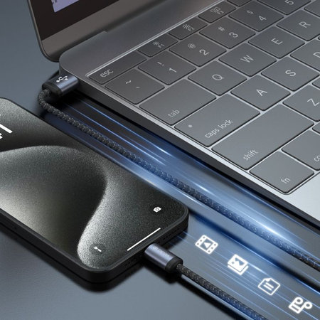 USB / USB-C kábel Gracious, 2.1A, 2m, fekete, Devia