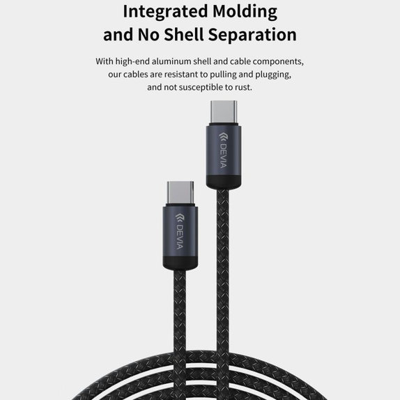 USB-C / USB-C kábel Gracious, PD 60W, 2m, fekete, Devia