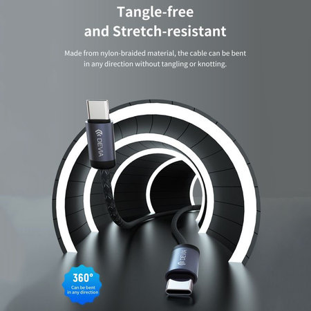 USB-C / USB-C kábel Gracious, PD 60W, 2m, fekete, Devia