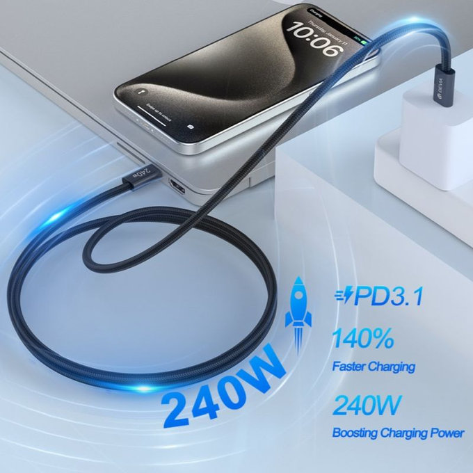 USB-C / USB-C kábel Extreme Speed, PD 240W, 2m, fekete, Devia