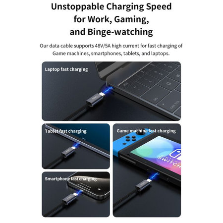 USB-C / USB-C kábel Extreme Speed, PD 240W, 2m, fekete, Devia