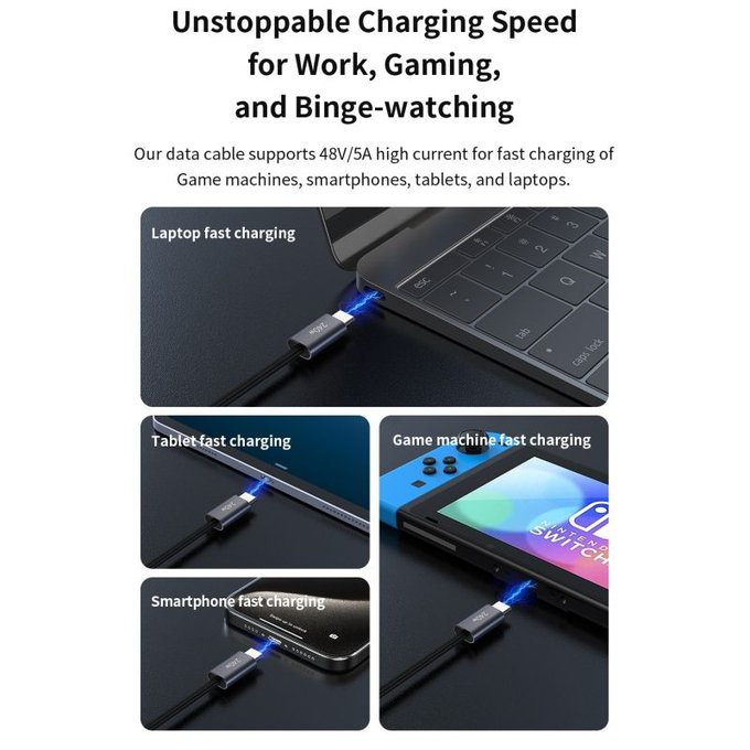 USB-C / USB-C kábel Extreme Speed, PD 240W, 2m, fekete, Devia