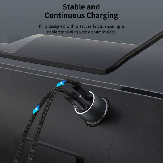 Extreme Speed autós töltő USB-C + USB-A, PD 30W, QC 3.0 18W, szürke, Devia