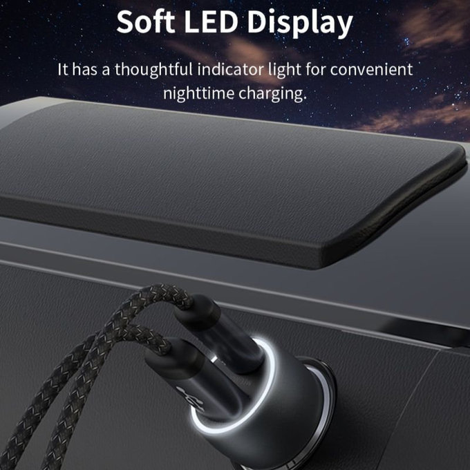 Extreme Speed autós töltő USB-C + USB-A, PD 30W, QC 3.0 18W, szürke, Devia