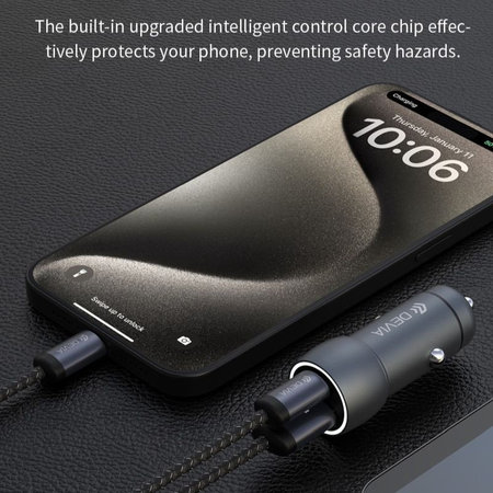 Extreme Speed autós töltő USB-C + USB-A, PD 30W, QC 3.0 18W, szürke, Devia