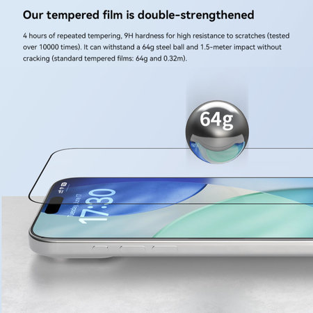 FullCover edzett üveg applikátorral iPhone 17, Devia