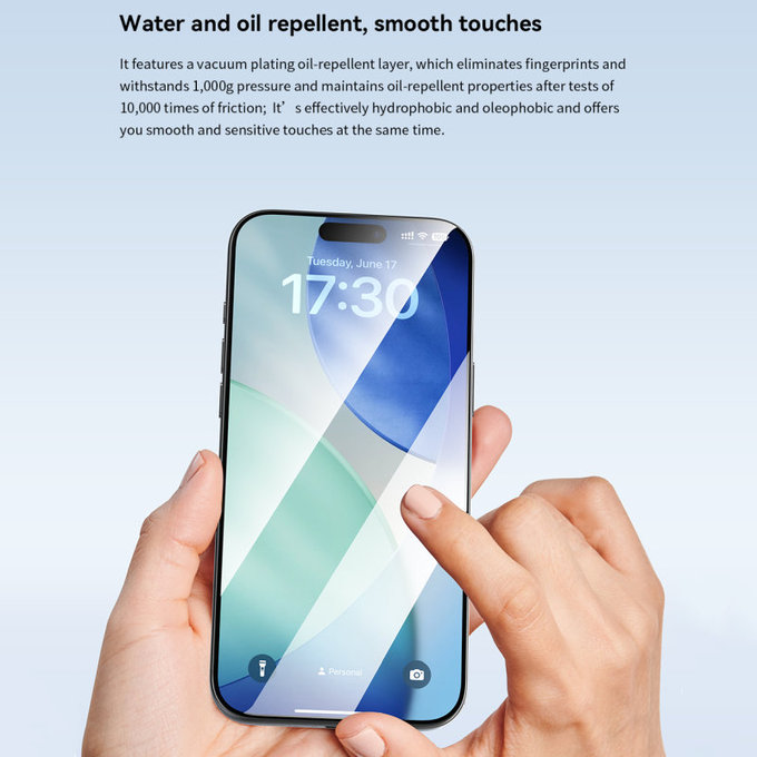 FullCover edzett üveg applikátorral iPhone 17, Devia