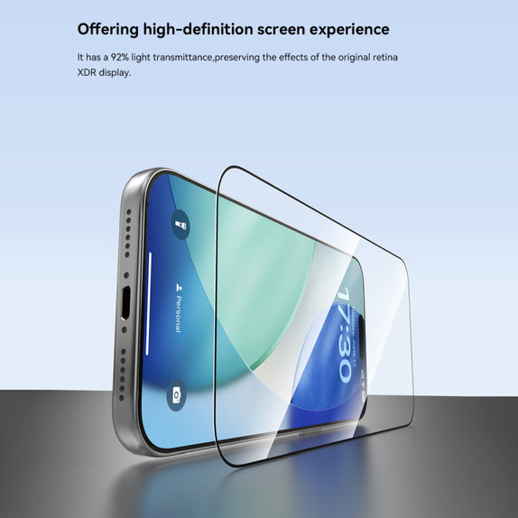 FullCover edzett üveg applikátorral iPhone 17 Pro, Devia