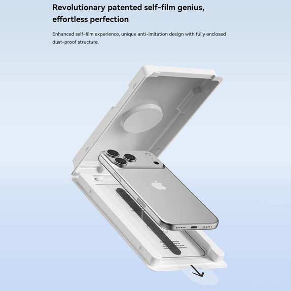 FullCover edzett üveg applikátorral iPhone 17 Pro Max, Devia
