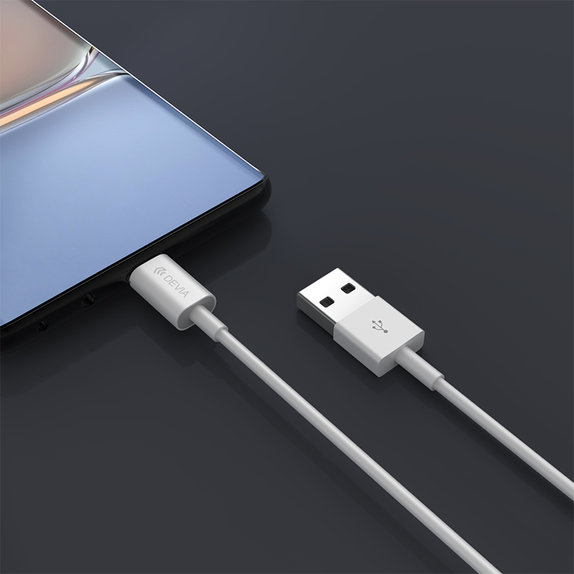USB / USB-C kábel Smart, 2.1A, 1m, fehér, Devia