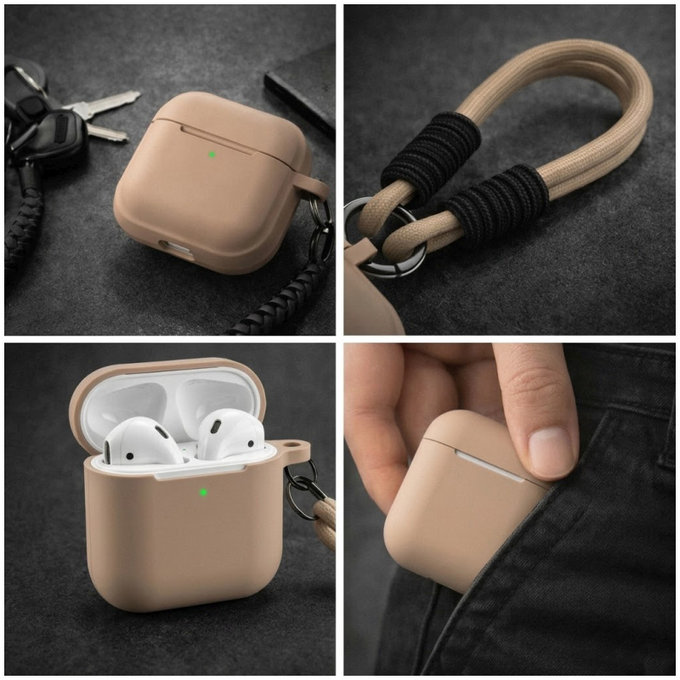 Szilikon tok, AirPods 1 és 2, Sand Beige